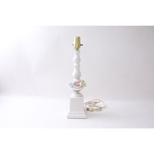 Ceramic, Roses, 1960s Leviton Lamp, White, Pastel Flowers, 14.5", Lighting,